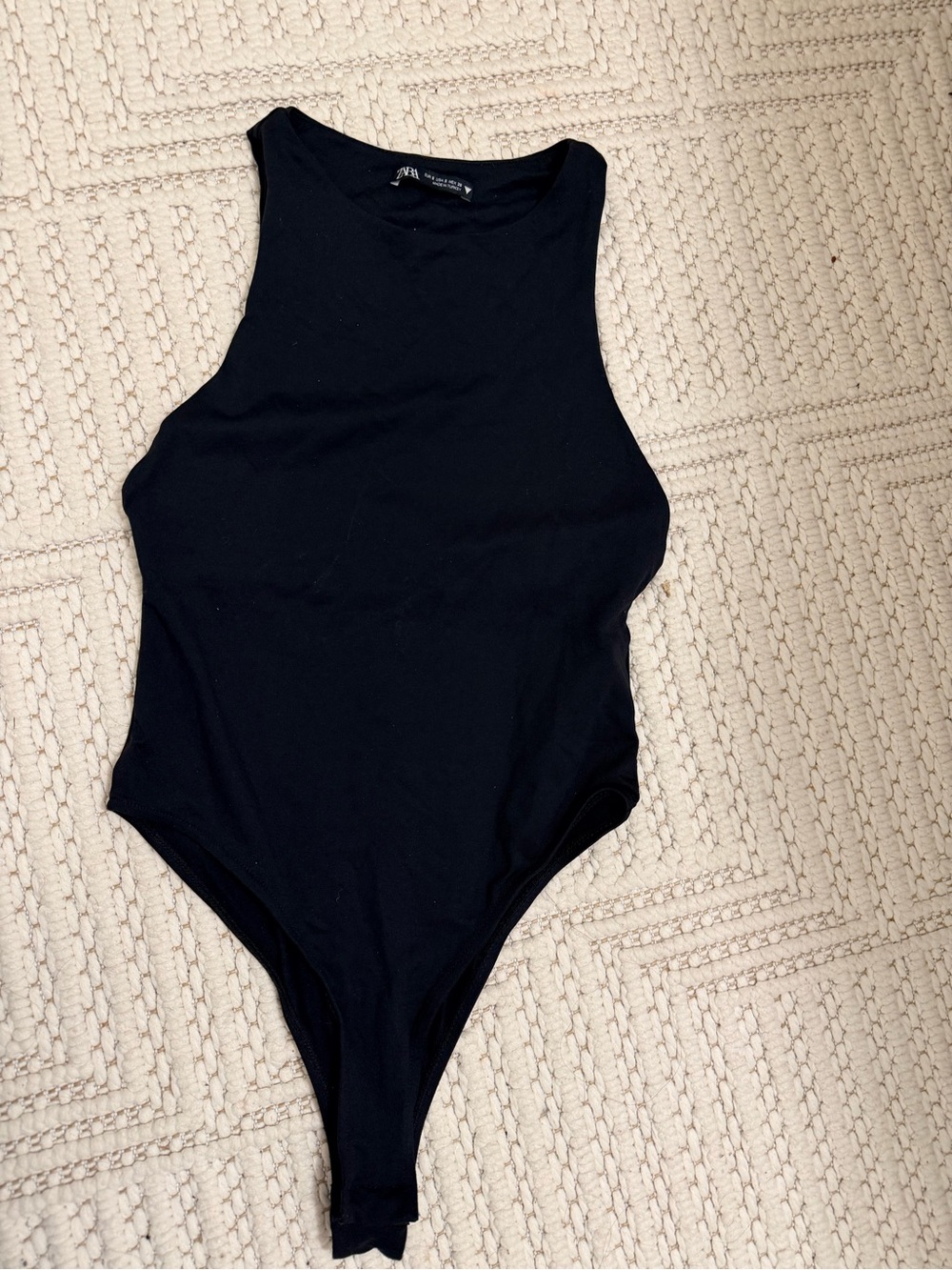Zara Black Sleeveless Ribbed Bodysuit